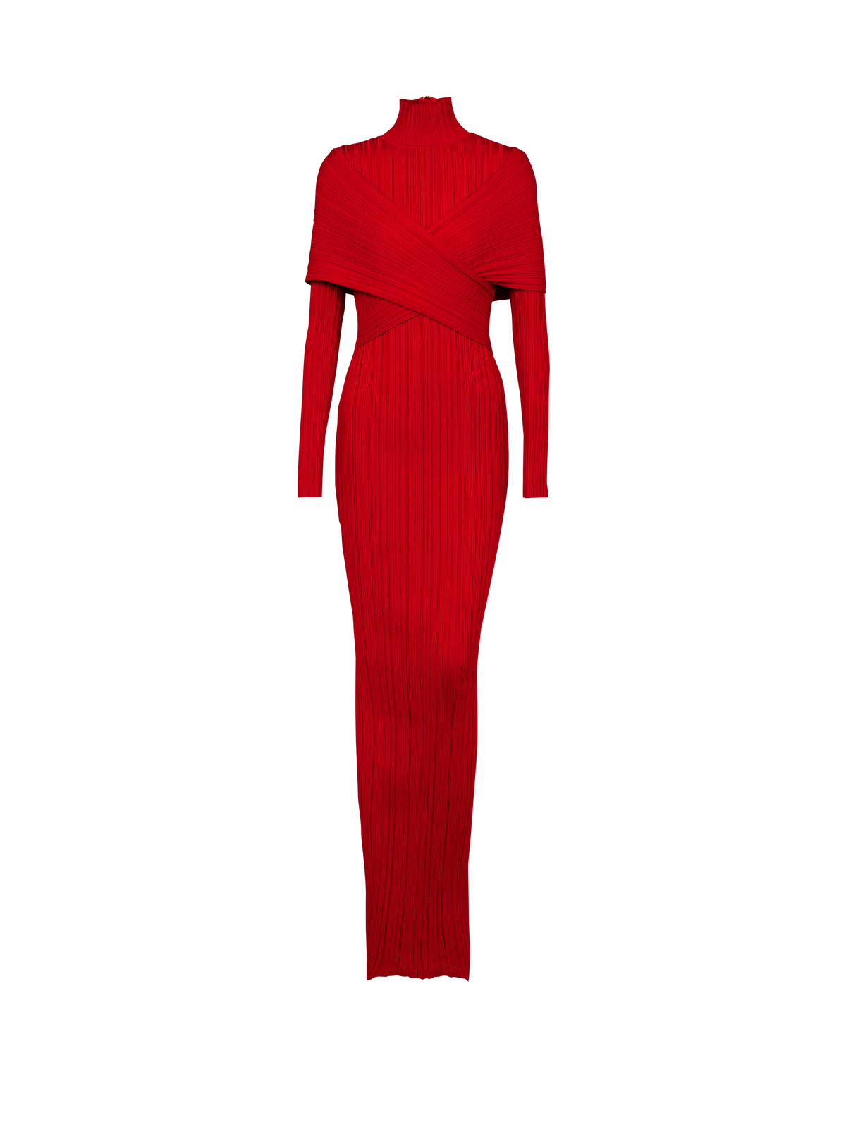 Robe longue en maille plissée - Rouge