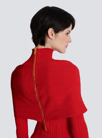 Robe longue en maille plissée - Rouge