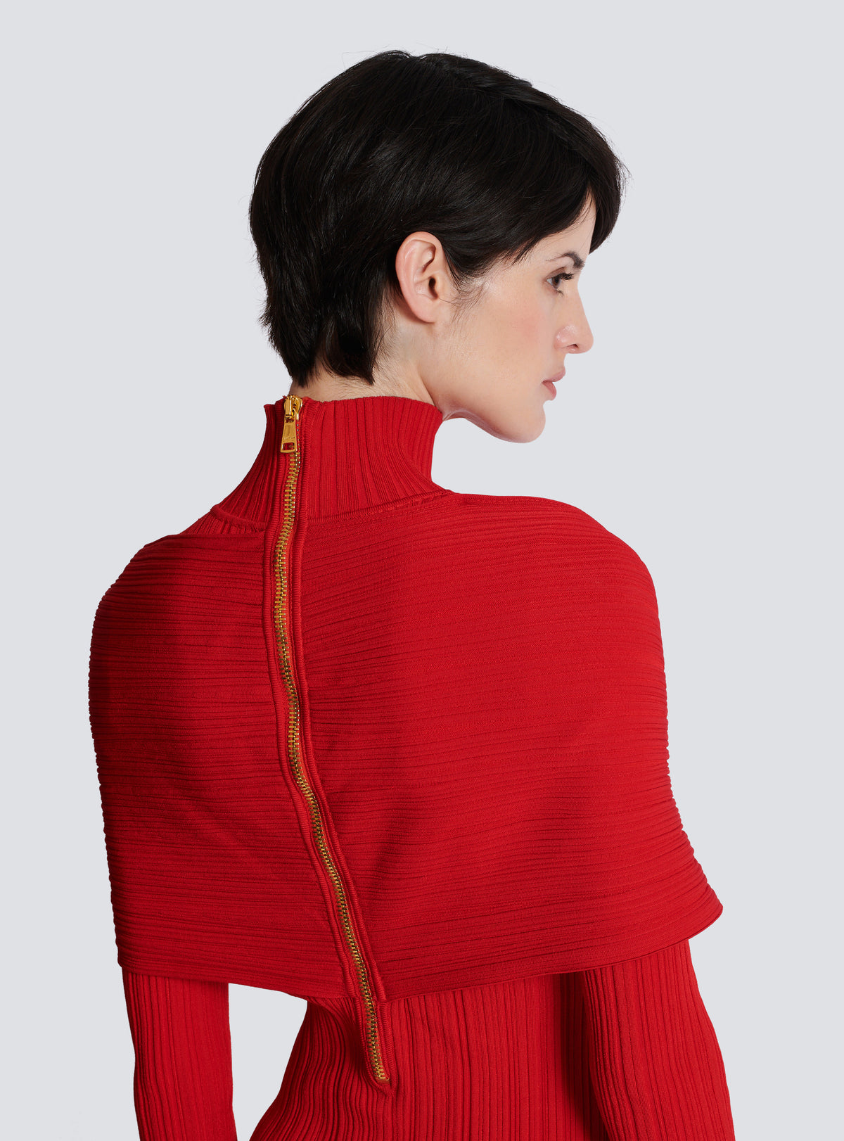 Robe longue en maille plissée - Rouge