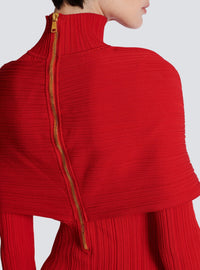 Long pleated knit dress - Red
