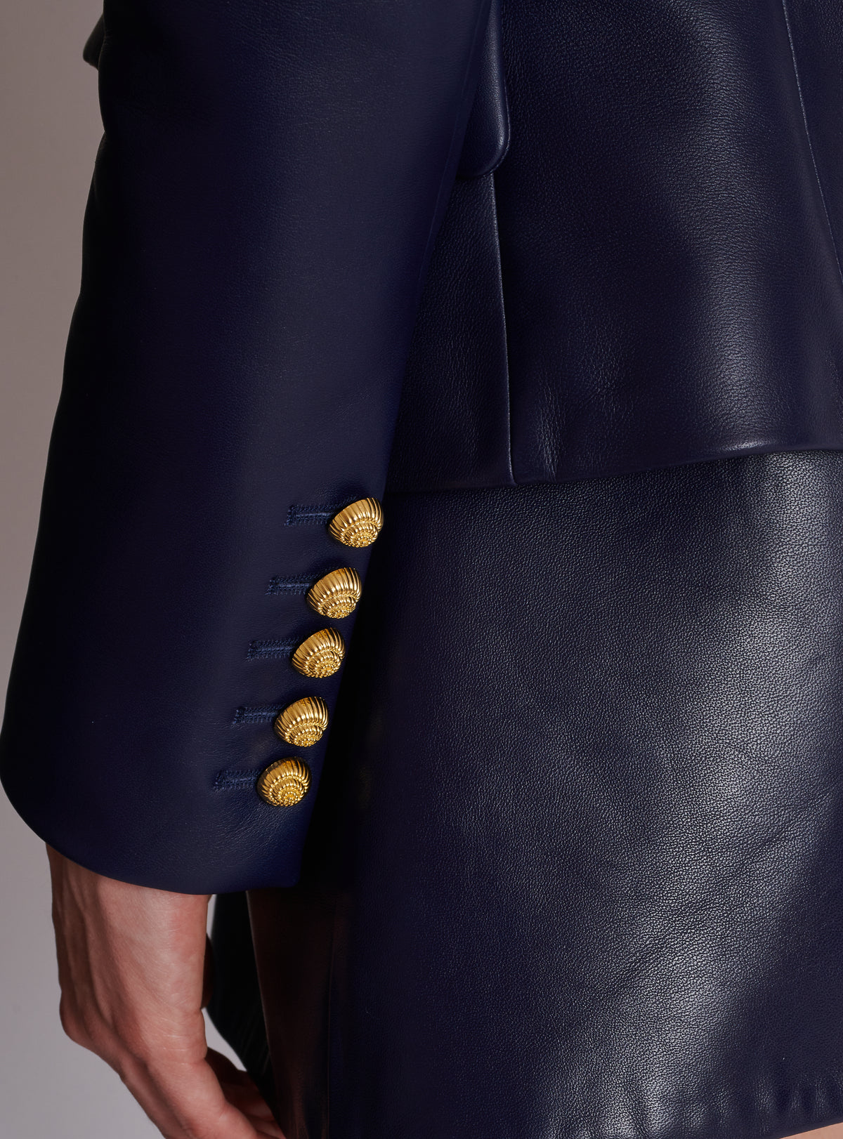 Veste 6 boutons en cuir - Bleu Nuit