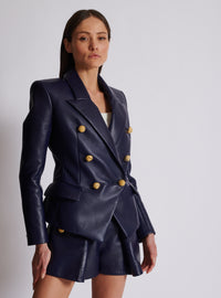 Veste 6 boutons en cuir - Bleu Nuit