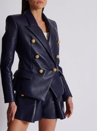 Veste 6 boutons en cuir - Bleu Nuit