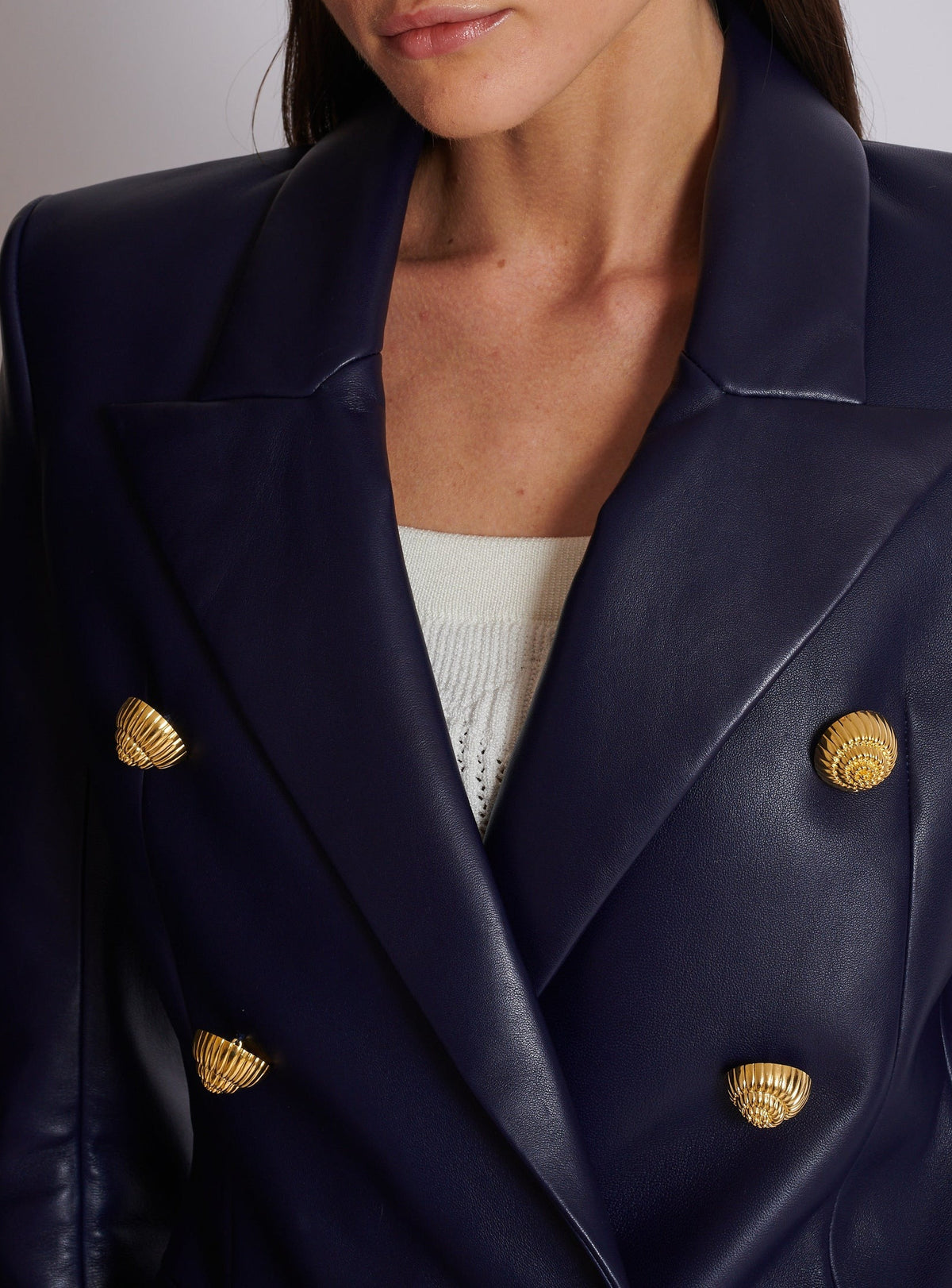 Veste 6 boutons en cuir - Bleu Nuit