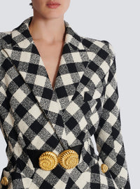 Veste ceinturée en tweed vichy - Noir & Blanc