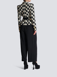 Veste ceinturée en tweed vichy - Noir & Blanc