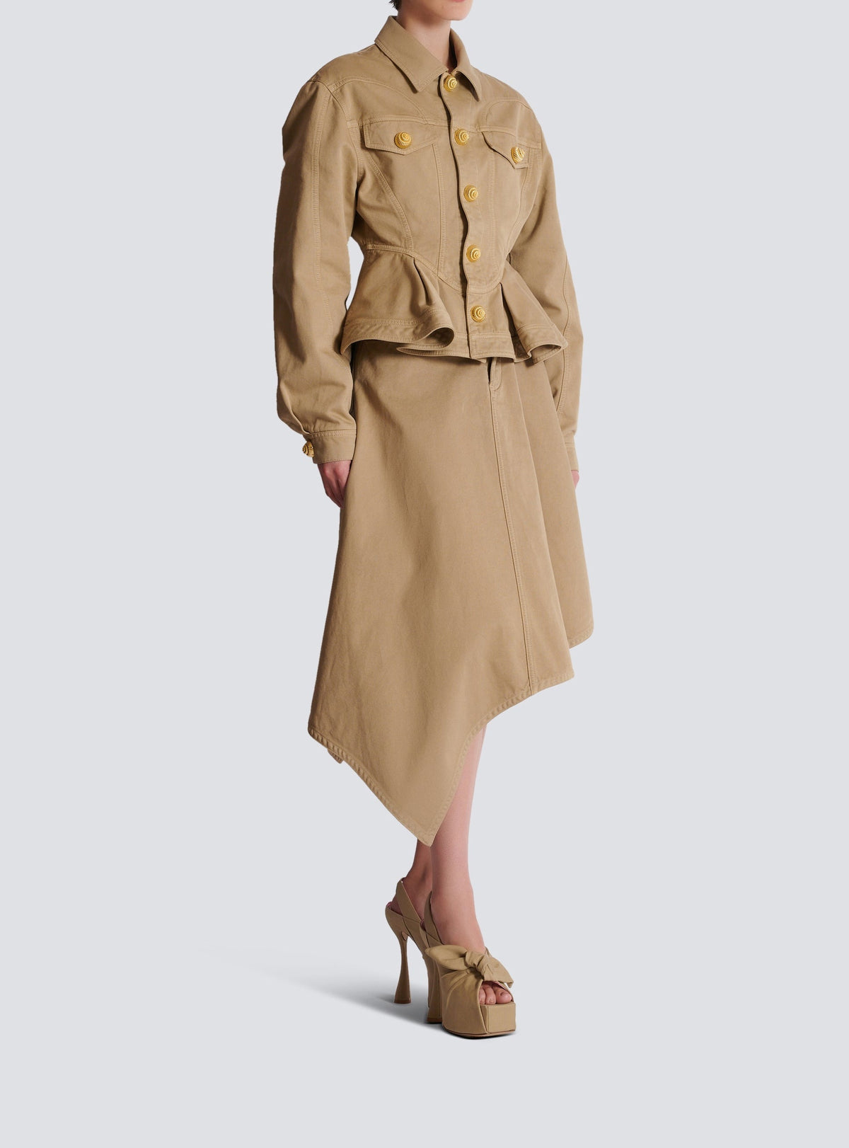 Ruffled cotton canvas jacket - Beige