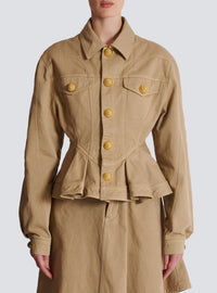 Veste à volants en toile de coton - Beige