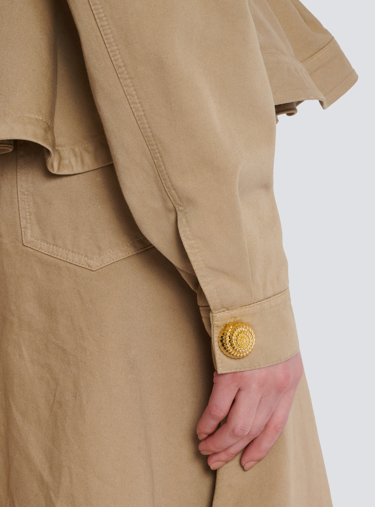 Veste à volants en toile de coton - Beige