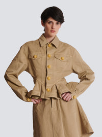 Veste à volants en toile de coton - Beige