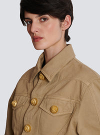 Veste à volants en toile de coton - Beige