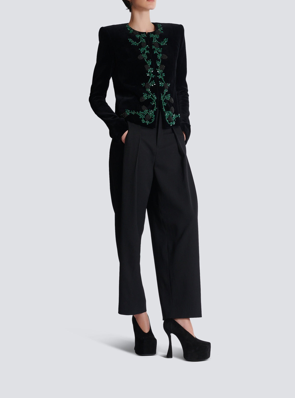 Veste en velours - Noir & Vert