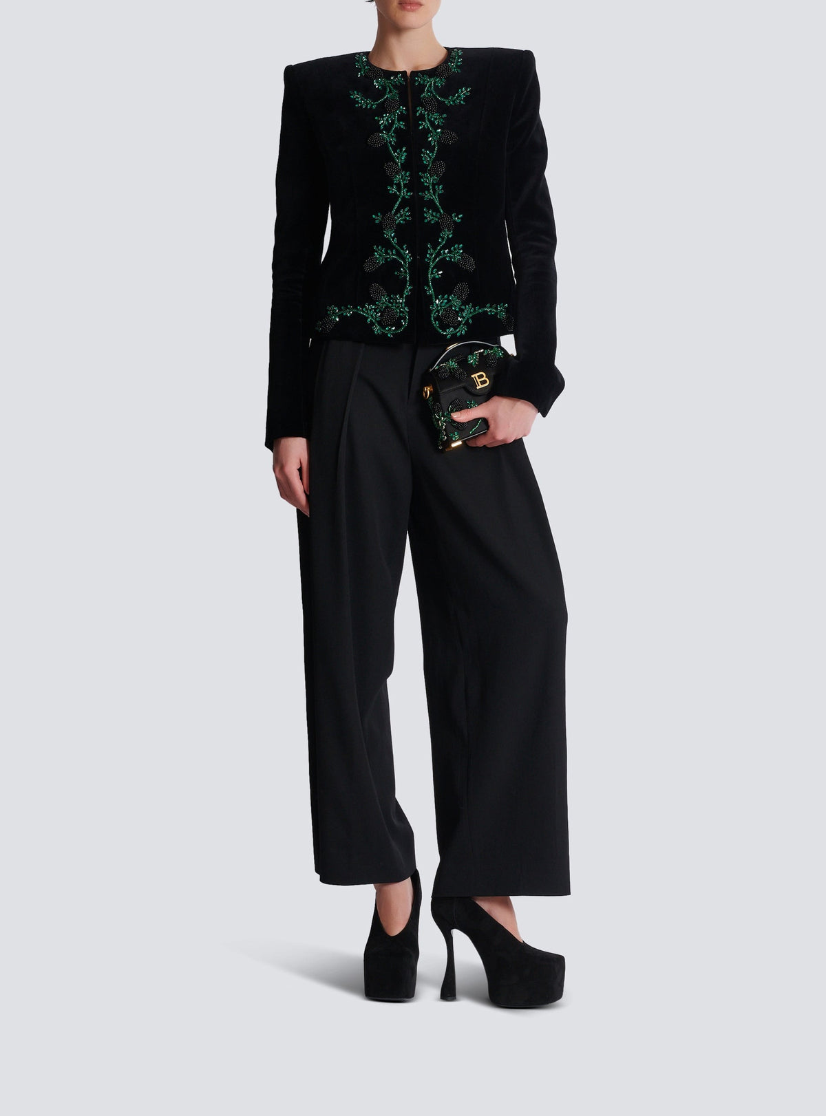 Veste en velours - Noir & Vert