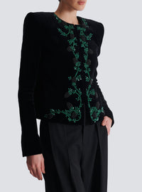 Veste en velours - Noir & Vert