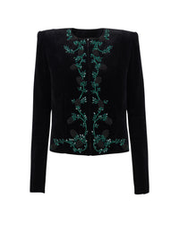 Veste en velours - Noir & Vert