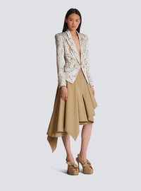 Veste 6 boutons en satin imprimé groseille - Gris Clair & Beige Clair