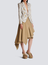 6-button jacket in redcurrant print satin - Light Grey & Light Beige