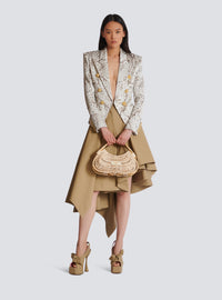 Veste 6 boutons en satin imprimé groseille - Gris Clair & Beige Clair