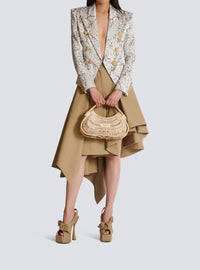6-button jacket in redcurrant print satin - Light Grey & Light Beige