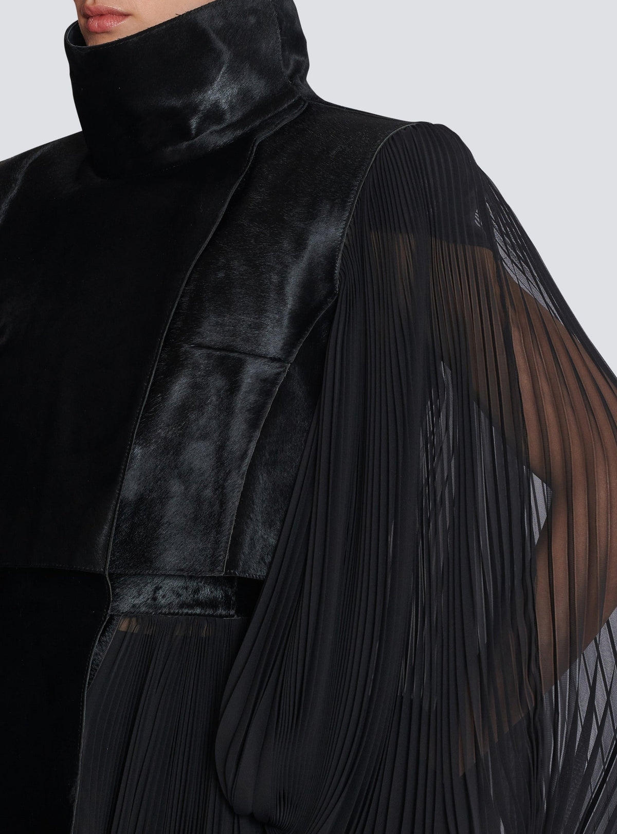 Shearling trench coat - Black & Black