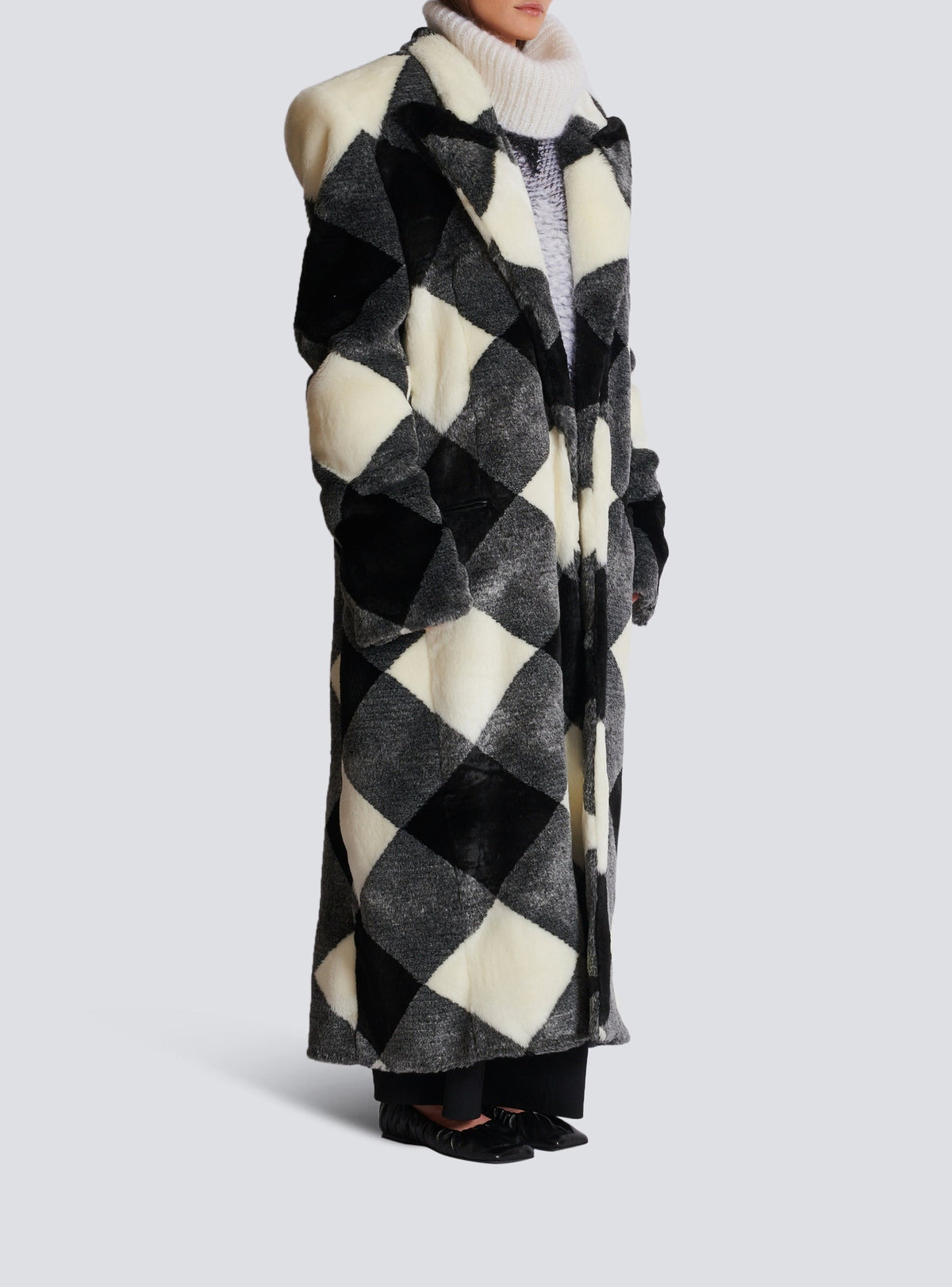 Manteau long vichy - Noir & Blanc