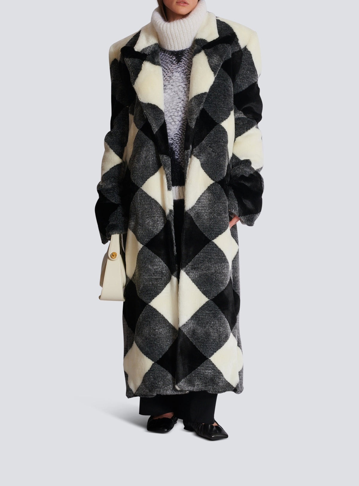 Manteau long vichy - Noir & Blanc