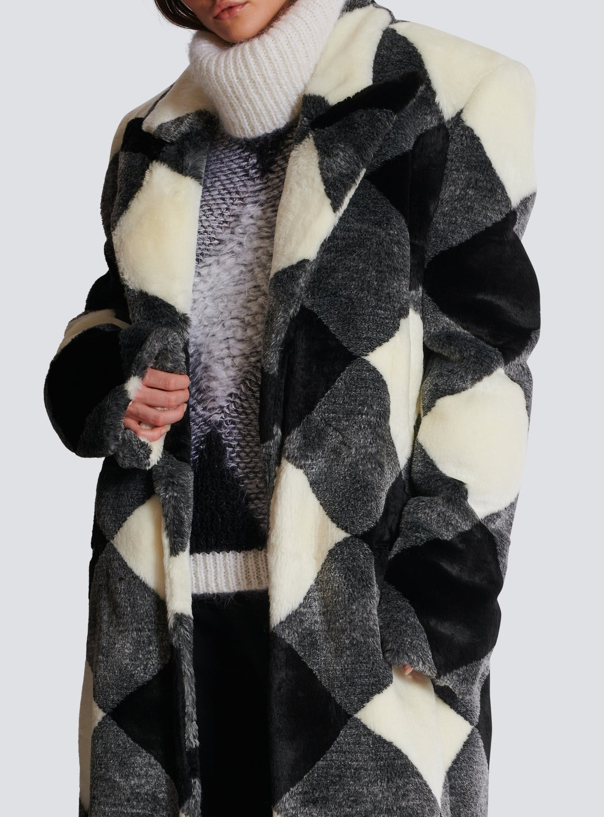 Manteau long vichy - Noir & Blanc