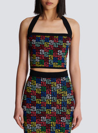 Top dos-nu en maille pop monogramme - Multicolore
