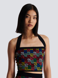 Top dos-nu en maille pop monogramme - Multicolore