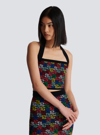 Top dos-nu en maille pop monogramme - Multicolore