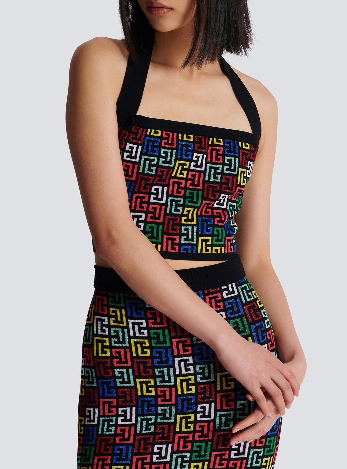 Top dos-nu en maille pop monogramme - Multicolore