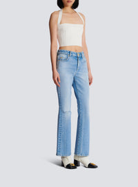 Top dos-nu en maille - Blanc
