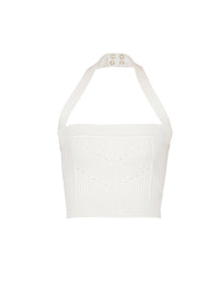 Top dos-nu en maille - Blanc
