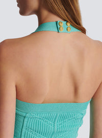 Top dos-nu en maille - Menthe