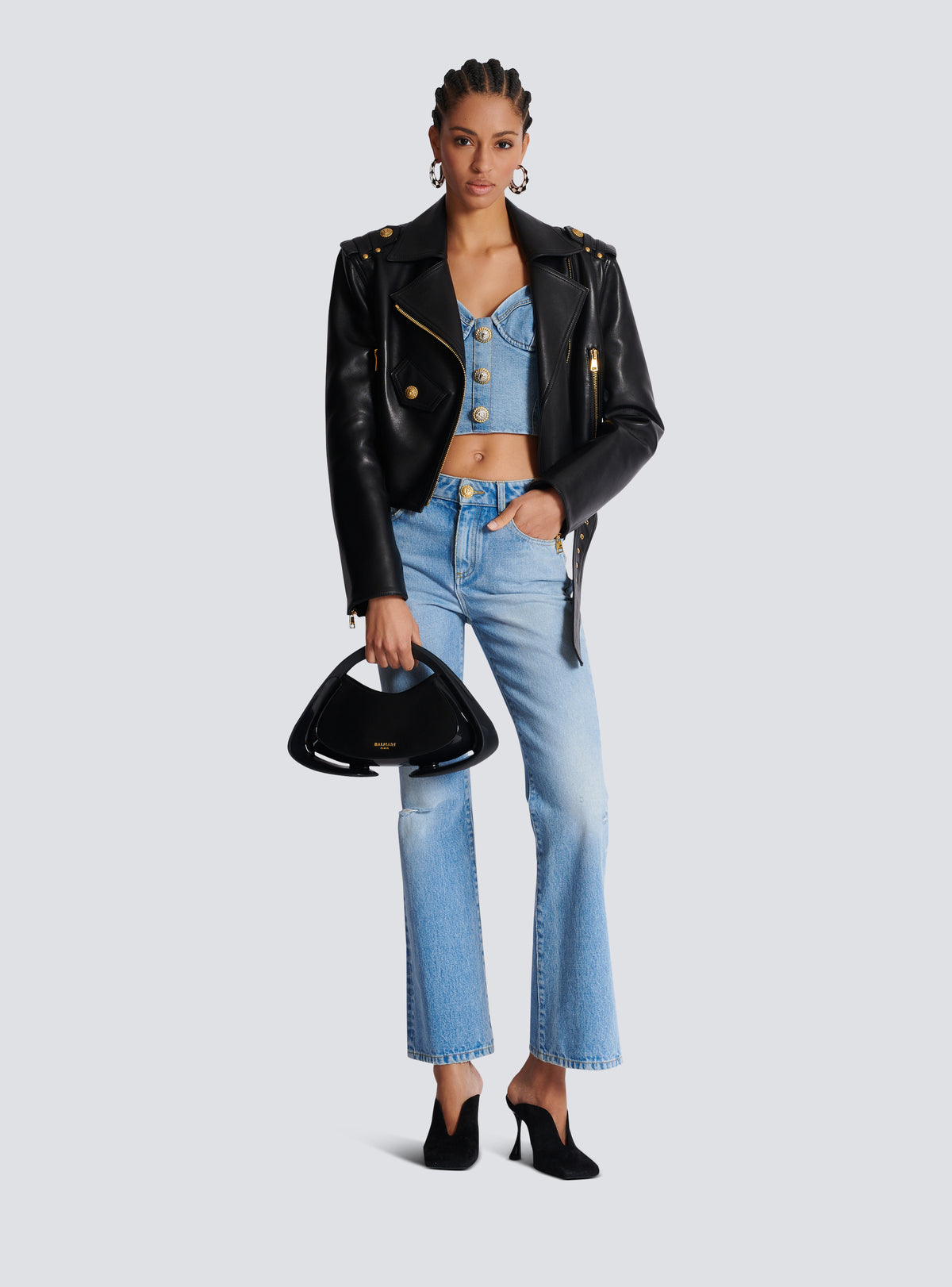 Top à fines bretelles en denim - Bleu Jean Clair
