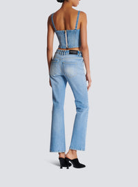 Top à fines bretelles en denim - Bleu Jean Clair