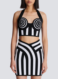 Top dos-nu en maille rayée - Noir & Blanc