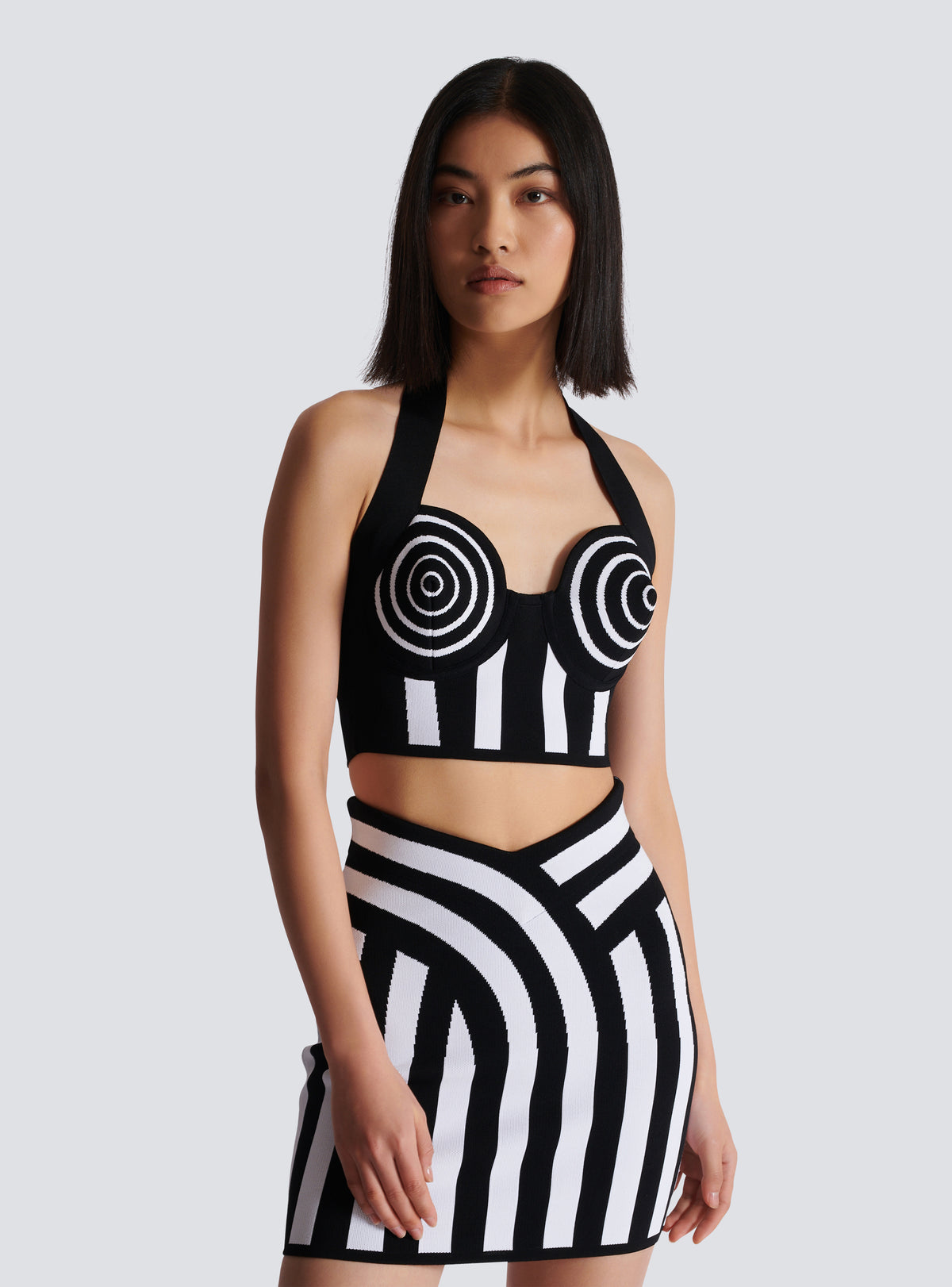 Top dos-nu en maille rayée - Noir & Blanc