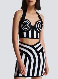 Top dos-nu en maille rayée - Noir & Blanc