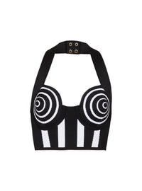 Top dos-nu en maille rayée - Noir & Blanc