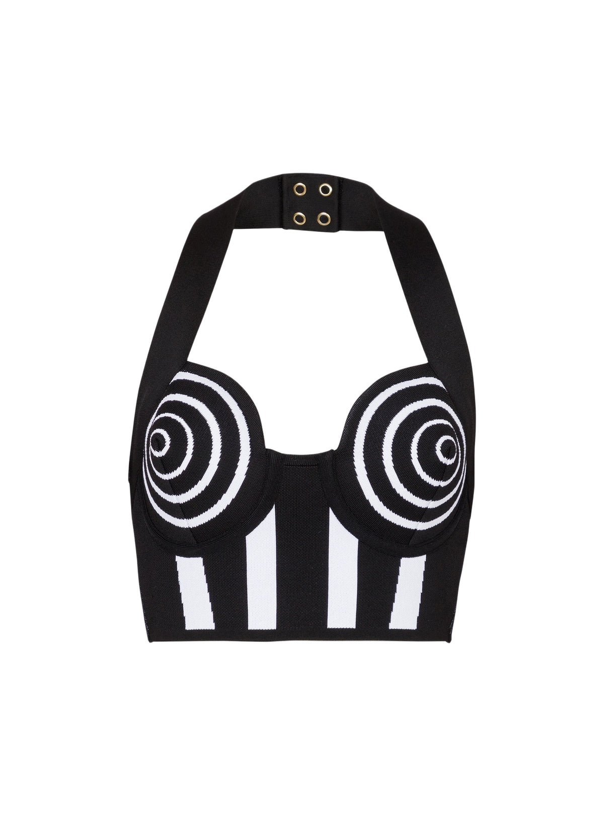 Top dos-nu en maille rayée - Noir & Blanc
