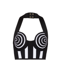 Top dos-nu en maille rayée - Noir & Blanc