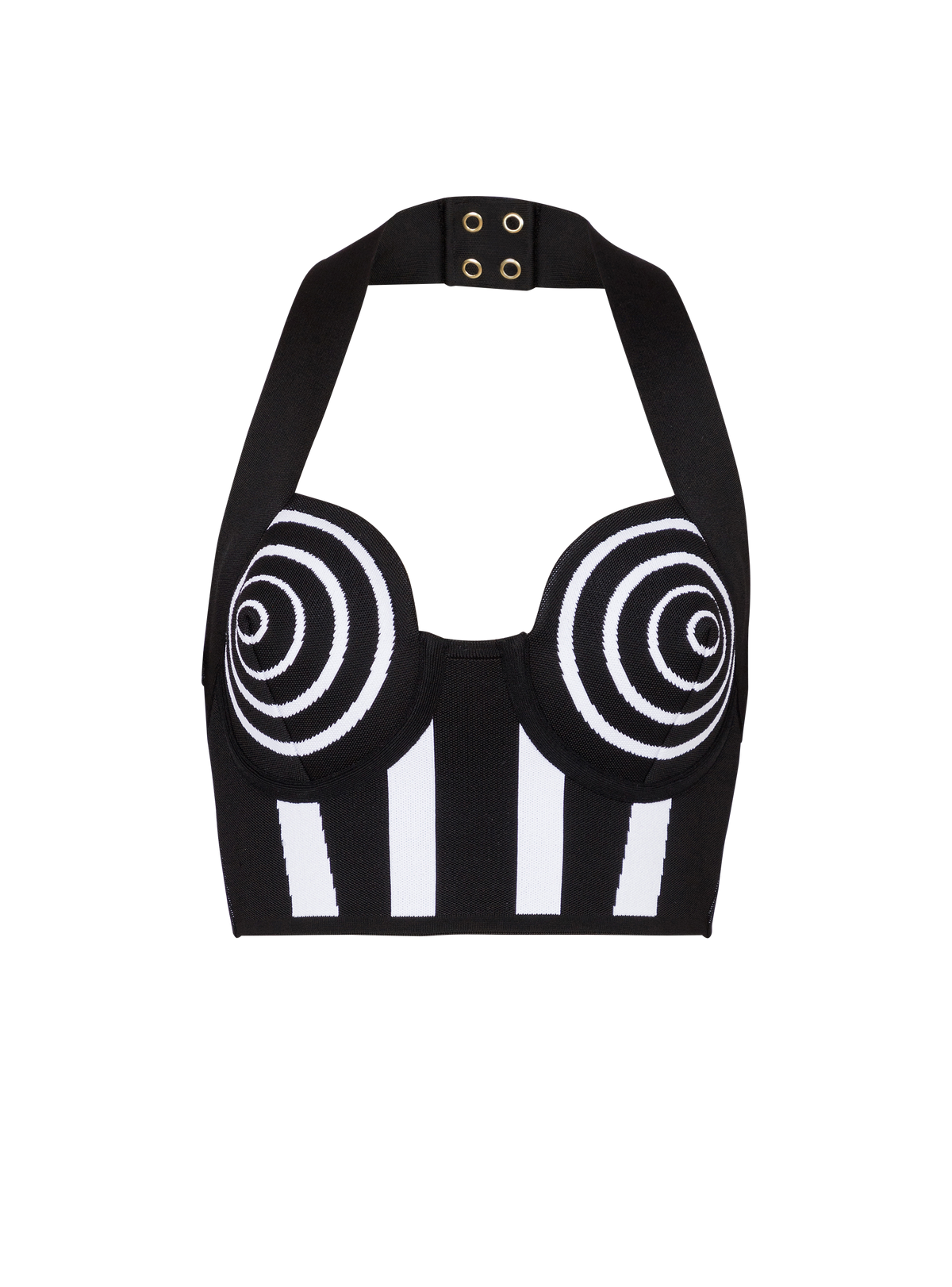 Top dos-nu en maille rayée - Noir & Blanc