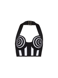 Top dos-nu en maille rayée - Noir & Blanc