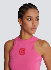 Débardeur court avec broderie rétro pb - Fuchsia &  Rouge