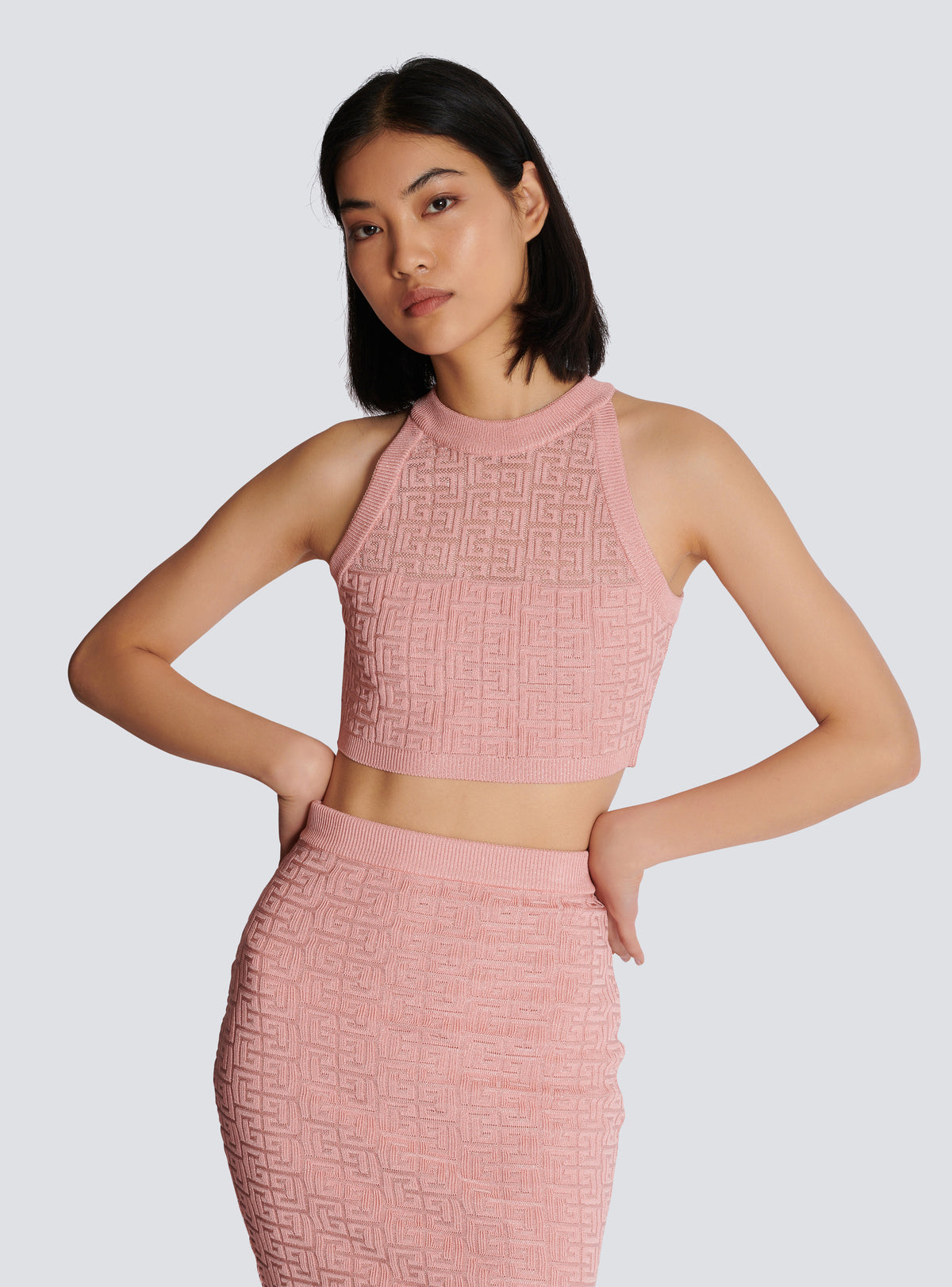 Top en maille monogramme pb labyrinthe - Saumon &  Argent