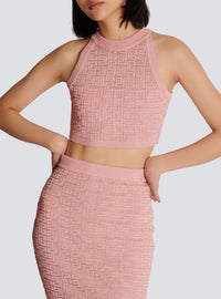 Top en maille monogramme PB Labyrinthe - Saumon & Argent