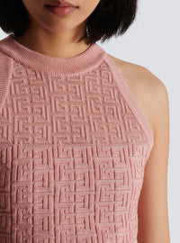Top en maille monogramme PB Labyrinthe - Saumon & Argent