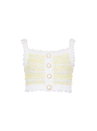 Top à bretelles en tweed - Blanc & Jaune Citron