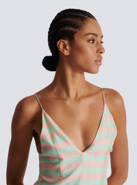 Top en soie imprimée diamond - Vert Pâle & Rose Pâle